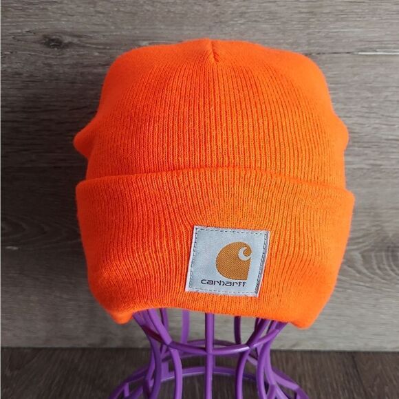 Carhartt Bright Orange Knit Cuffed Beanie - Picture 1 of 3